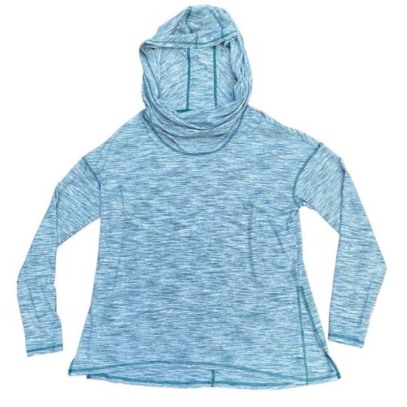 GAIAM XL Space Dye Hoodie Blue Green Funnel Neck Lightweight Yoga Top - Picture 1 of 7
